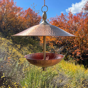 large easy fill copper and brass bird feeder