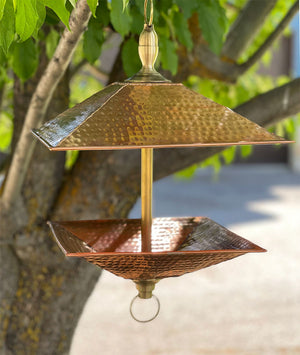 Easy Fill Copper & Brass Square Bird Feeder