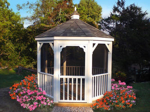 Gazebo In A Box - White Vinyl with flowers 