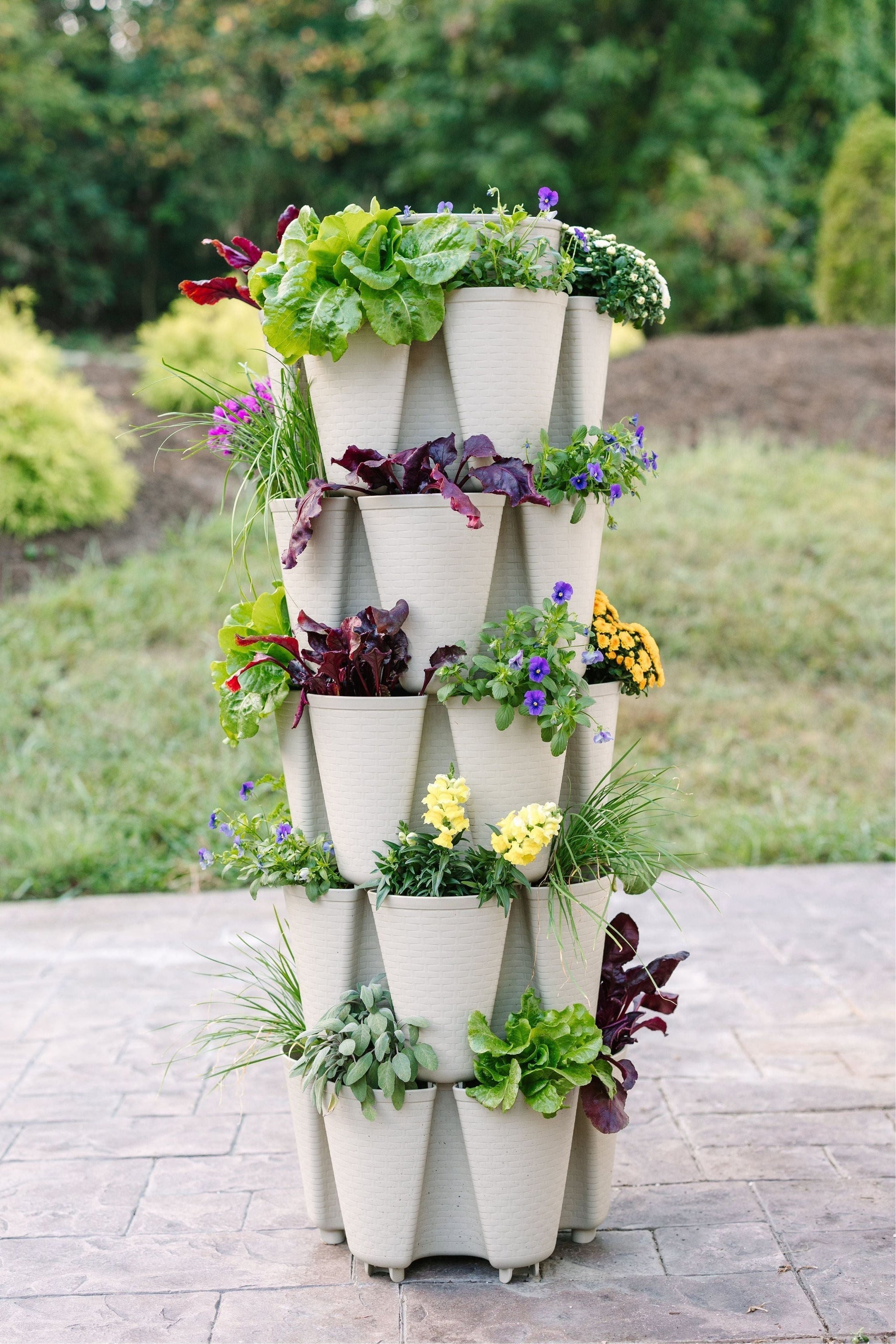 vertical garden plant pots 5 Tier GreenStalk Garden Original Vertical Planter - Basket Weave Texture Stunning Stone