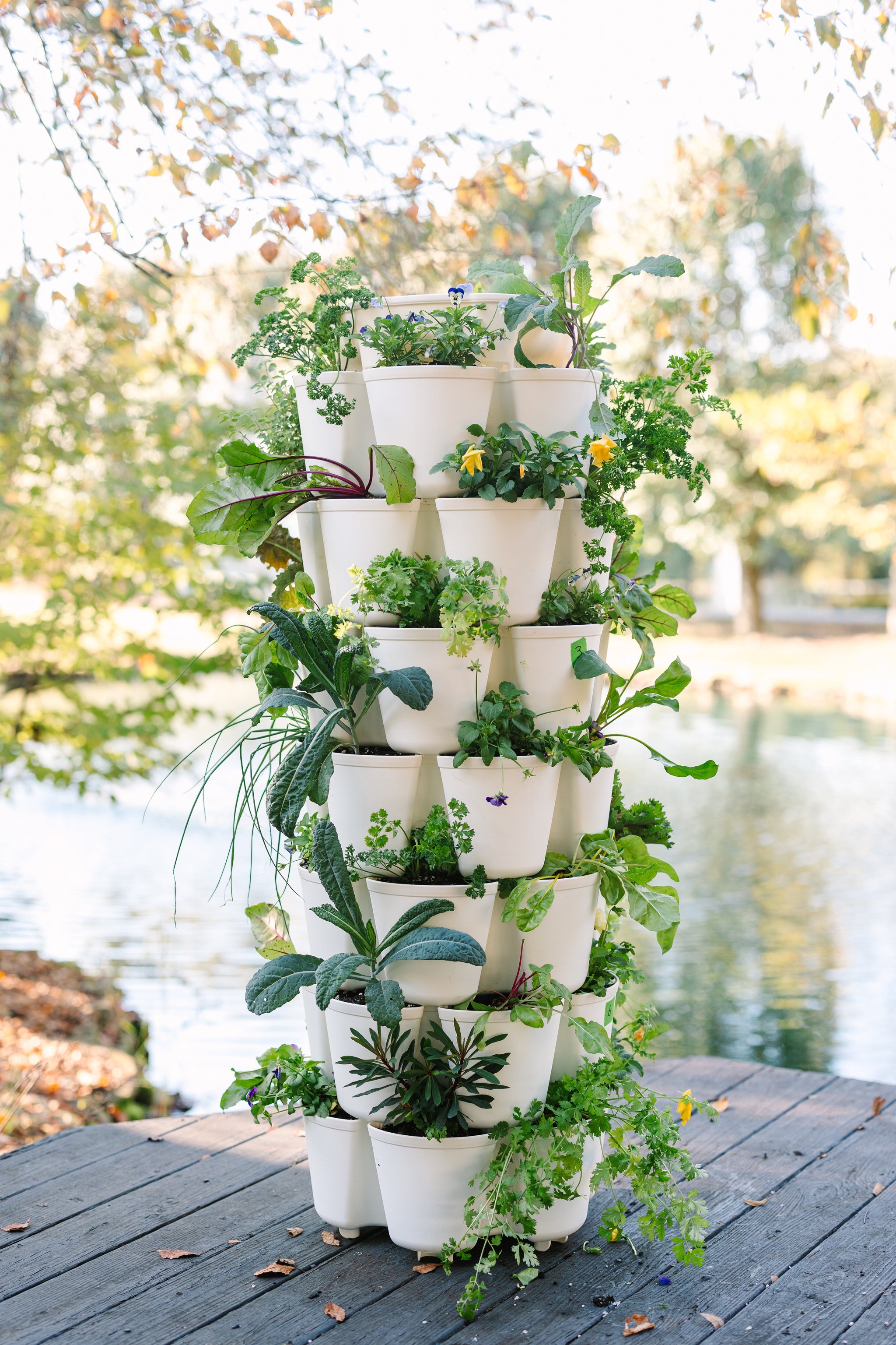 hanging planter vegetables GreenStalk 7-Tier Vertical Planter Stunning Stone