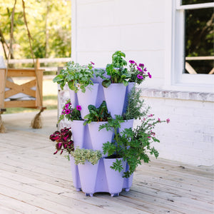 3 Tier GreenStalk Original Vertical Planter | Lilac (Basket Weave Texture) 
