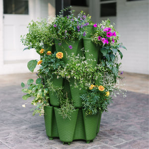 3 Tier GreenStalk Original Vertical Planter | Evergreen (Basket Weave Texture) 