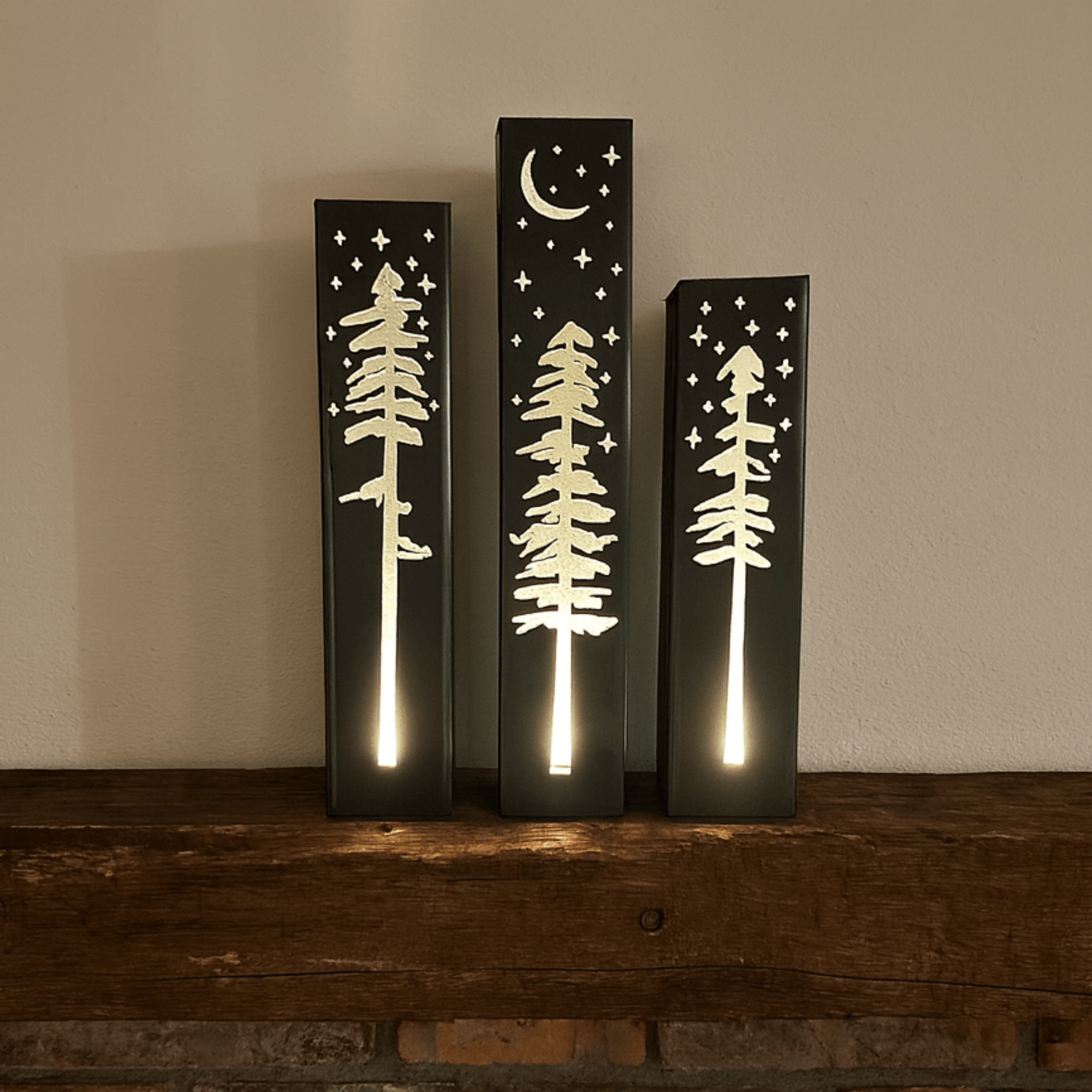 Pine Tree Night Sky Indoor Luminary | Multiple Sizes