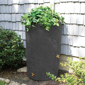 This is a photo of the Impressions Bark 50 Gallon Rain Saver. When clicked this link takes you to shop our rain barrel products. 