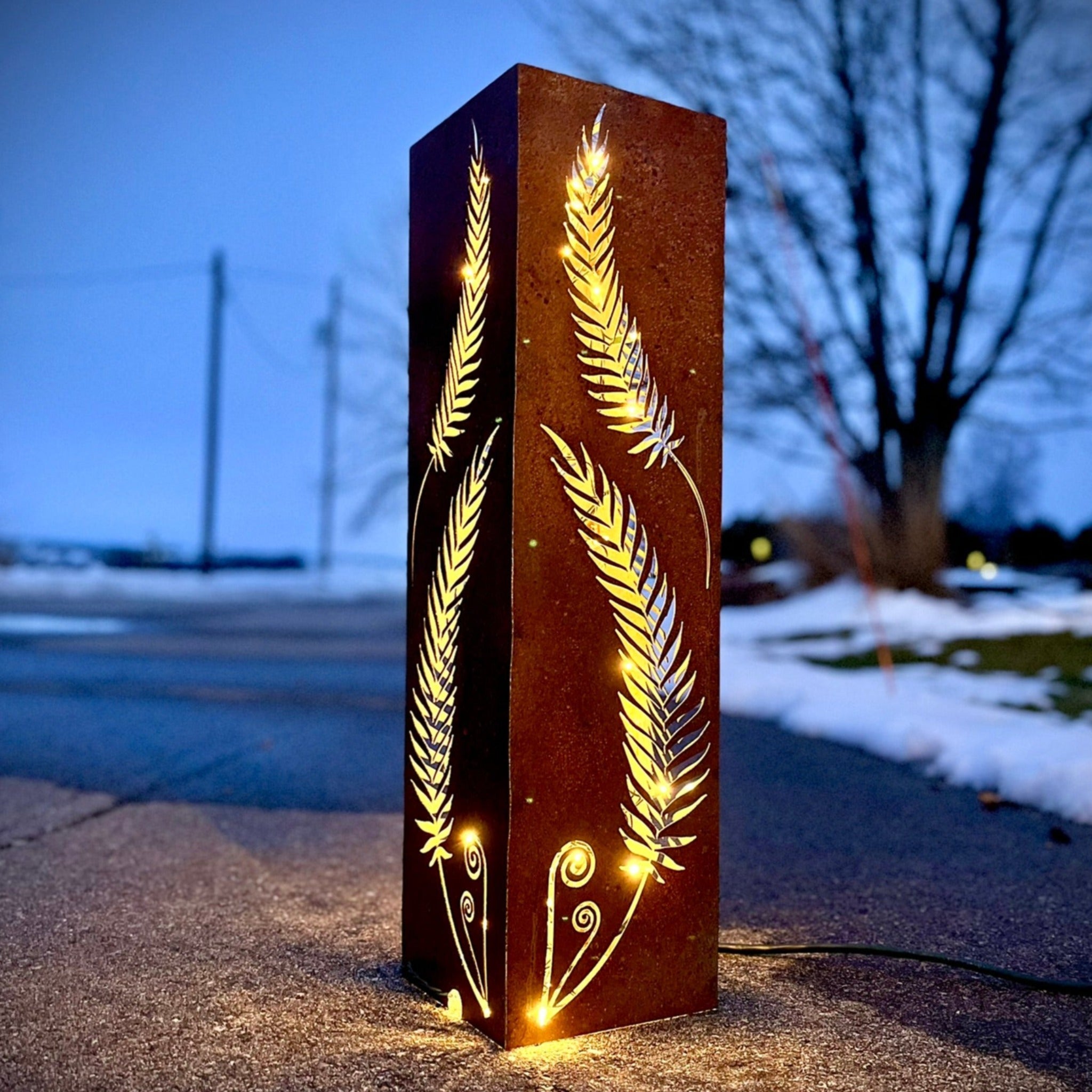 Rustic Metal Fern Luminary | Garden Column