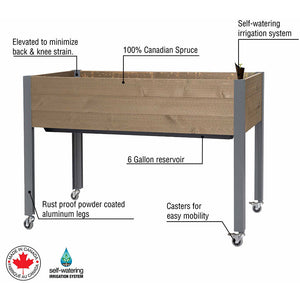 Self-Watering Elevated Spruce Planter (21" x 47" x 32") diagram