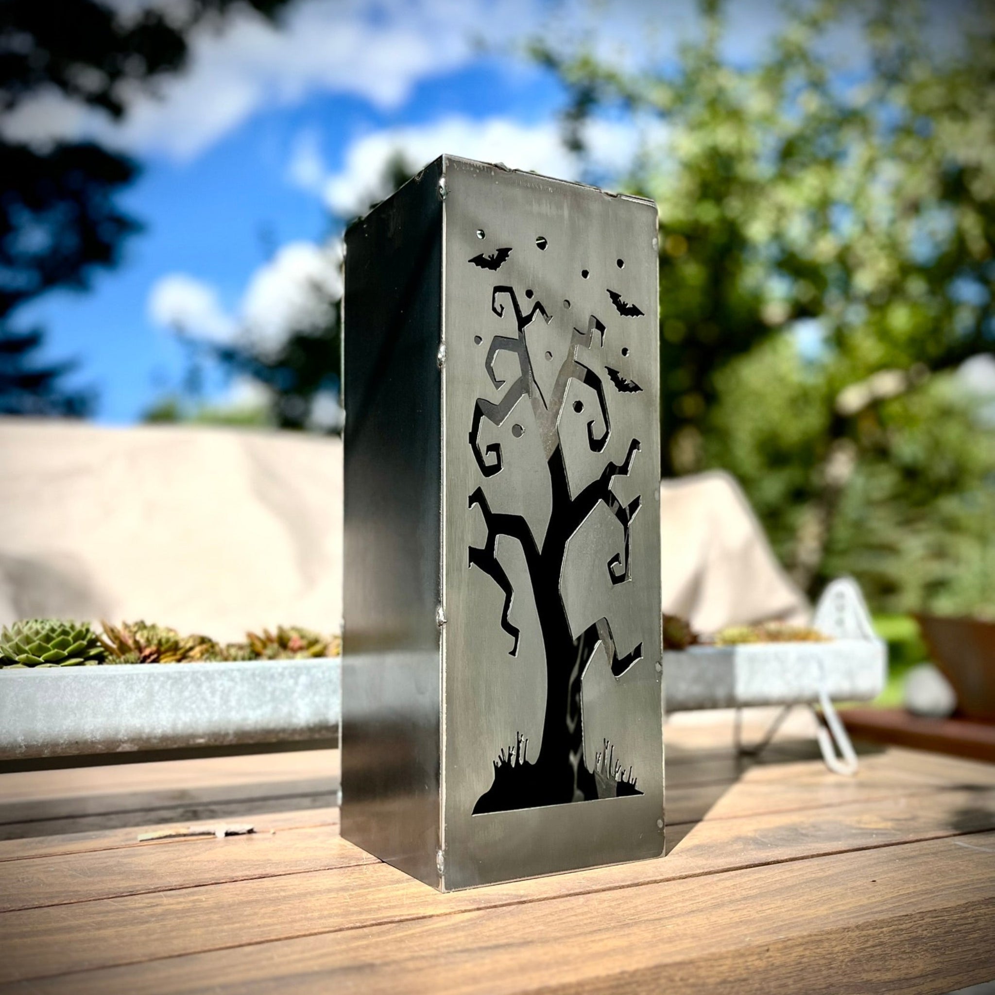 Spooky Tree Solar Tube Light - Steel