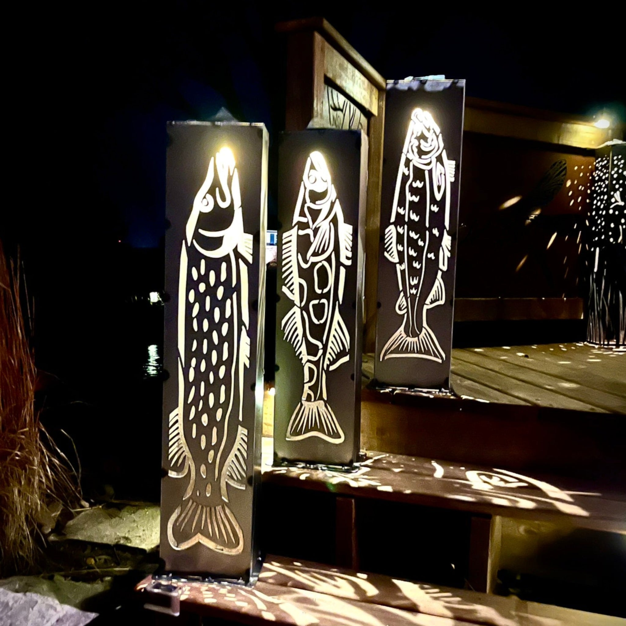 XL Steel Fish Luminary Pillar | 30 & 36 in.