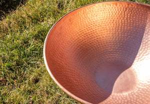 view inside of the 22 inch hand hammered copper basin