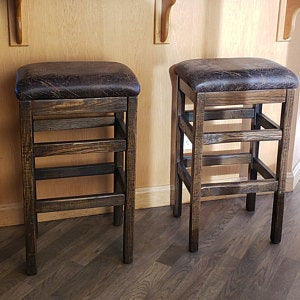 Barnwood Backless Bar Stool with Upholstered Seat