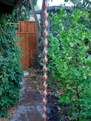 Fluted Copper Cups Rain Chain