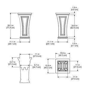 Cambridge 28in Tall Planter dimensions