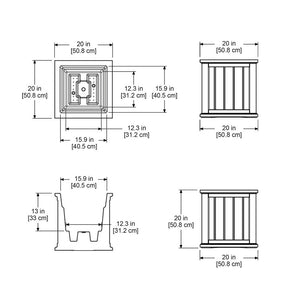 Cape Cod 20in Square Planter dimensions