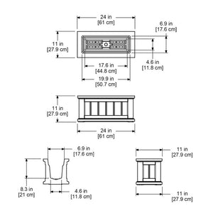 Cape Cod 24in x 11in Rectangle Planter dimensions 