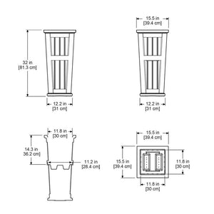 Cape Cod 32in Tall Planter dimensions