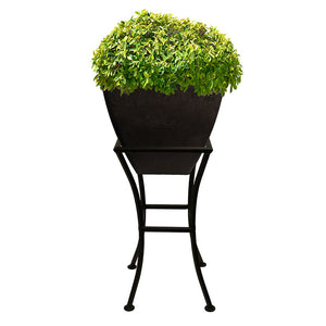 12 inch square garden planter in graphite color with stand