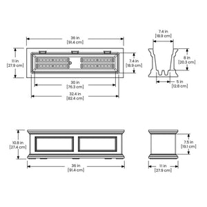 Fairfield 3ft Window Box dimensions