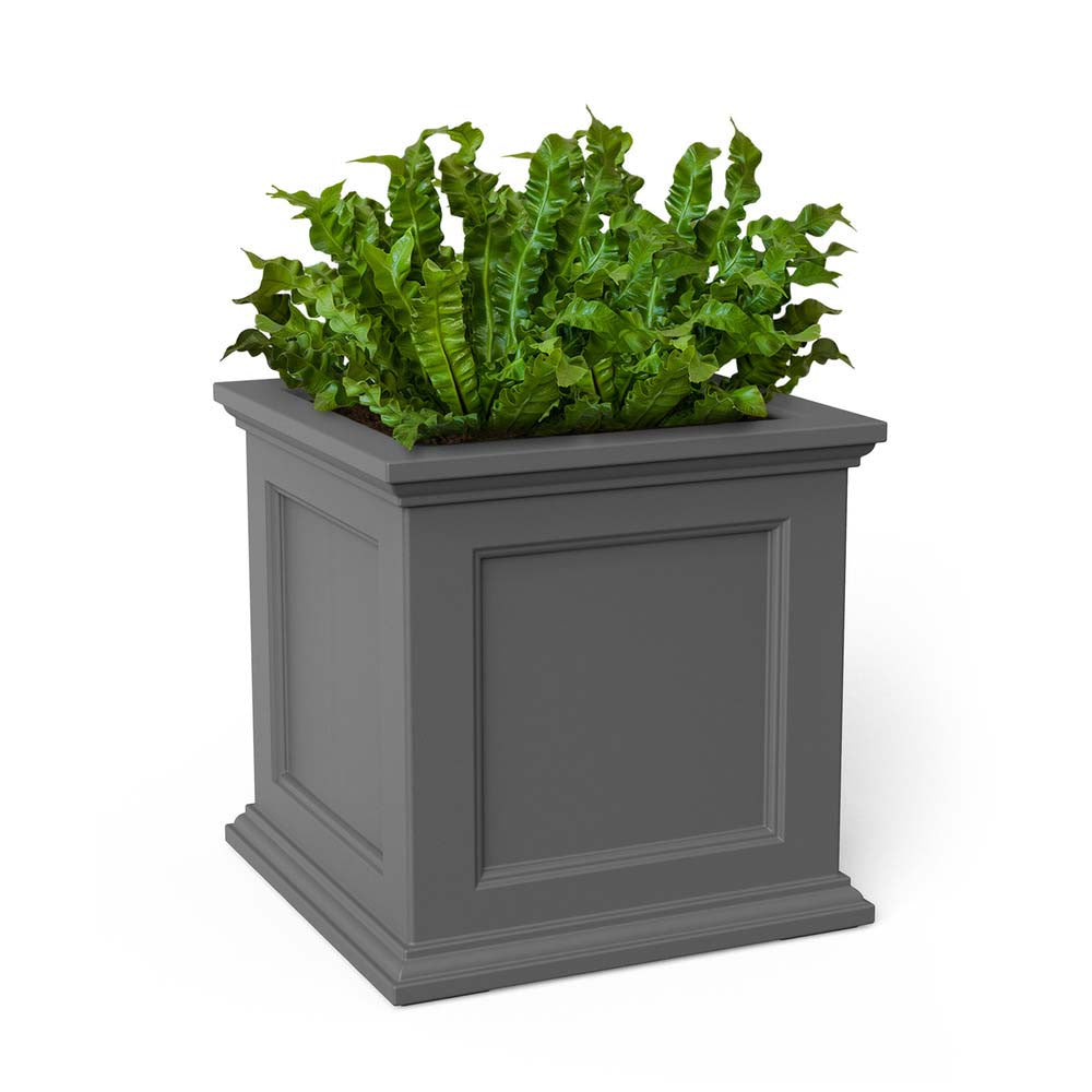 fairfield self watering planter 20" x 20" Fairfield Square Planter Graphite Gray