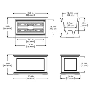 Fairfield 20in x 36in Rectangle Planter dimensions