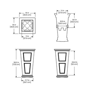 Fairfield 28in Tall Planter dimensions 