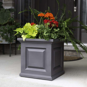 Nantucket 16in Square Planter - Graphite grey