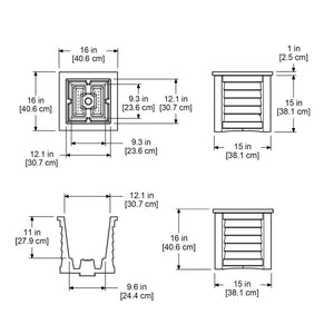 Lakeland 16in Square Planter dimensions