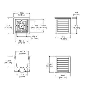 Lakeland 20in Square Planter dimensions
