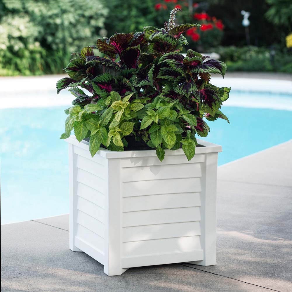 20 inch square plastic planter Mayne Lakeland 20" x 20" x 20" White Planter