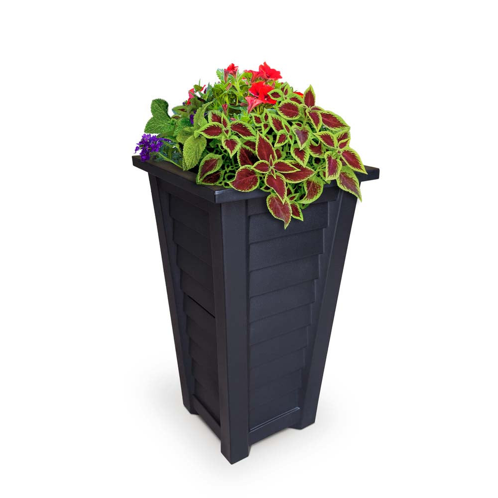 Mayne 5868-B Lakeland Self-Watering Plastic Pot Planter, Black, 28"
