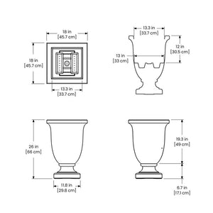 Augusta 26in Tall Planter dimensions