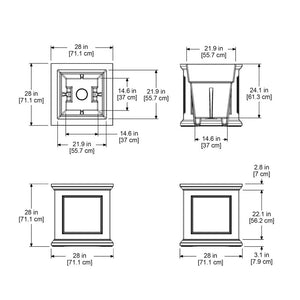 Fairfield 28in Square Planter dimensions