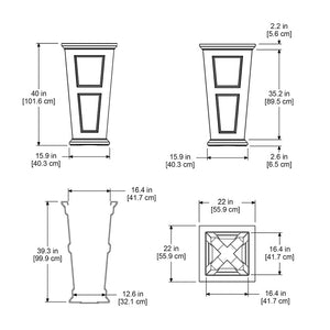 Fairfield 40in Tall Planter dimensions
