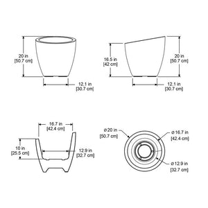 Modesto 20" Round Planter dimensions