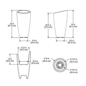 Modesto 32" Tall Planter dimensions