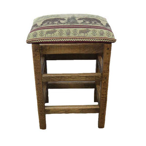 Barnwood Backless Bar Stool with Upholstered Seat