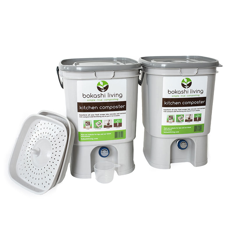  2 Bucket Indoor Bokashi Composting System - Kitchen Compost  Buckets with A Spout - Air Tight Gamma Seal Lid - Practical Way to Collect  All Your Organic Waste - 5lbs of