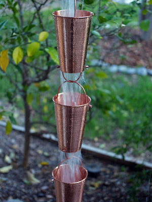 Large Buckets Pure Copper Rain Chain