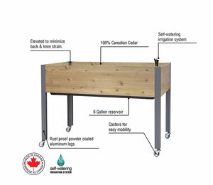 Self-Watering Elevated Cedar Planter (21" x 47" x 32") features