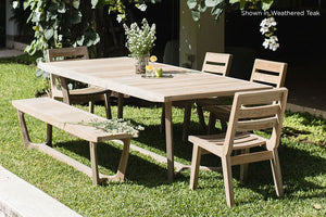 Casares Teak Dining Table with Slatted Top outside