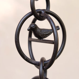 Bird in a Cage Rain Chain closeup of bronze chain link