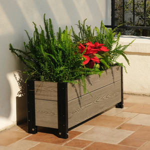 Footed Trough Planter on Patio