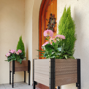 Elevated Corner Planter on front porch