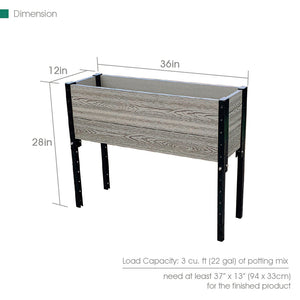 Elevated Trough Planter dimensions