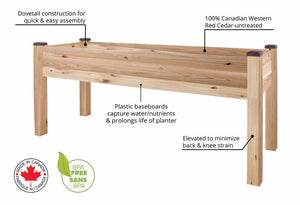 Elevated Cedar Planter (23" x 72" x 30") features