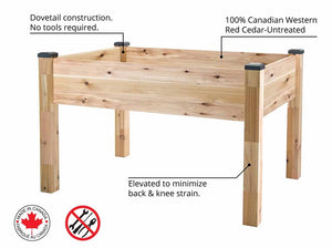 Elevated Cedar Planter (34" x 49" x 30") features