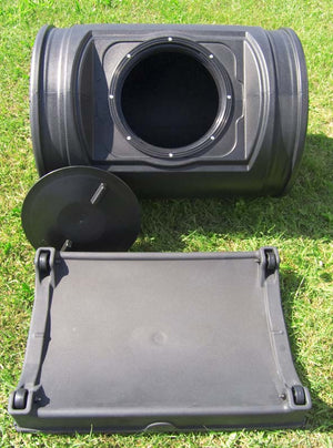 Closeup of compost Wizard Jr. with 7 cubic foot bin disassembled