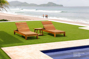 Fortuna Teak Chaise Lounge around tropical pool