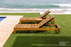 Fortuna Teak Chaise Lounge around beachside pool