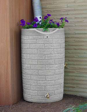 Impressions Downton 50 Gallon Rain Saver under downspout